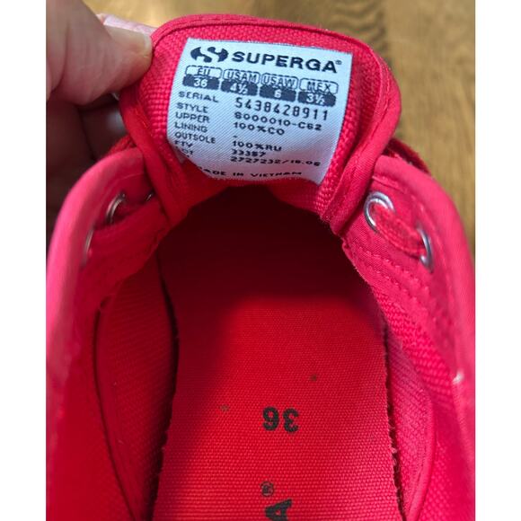 Superga Red Canvas Lace up Sneaker EU 36 US Women Sz 6 Men Sz 4.5 COTU Style - Picture 7 of 8